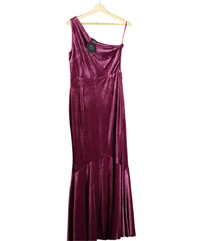 John Lewis Purple Velvet Asymmetric Fishtail Hem Dress UK 12