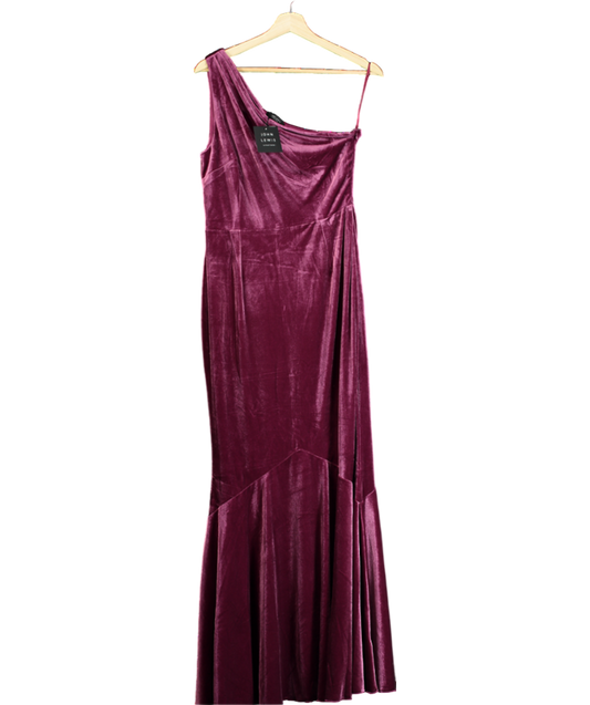 John Lewis Purple Velvet Asymmetric Fishtail Hem Dress UK 12