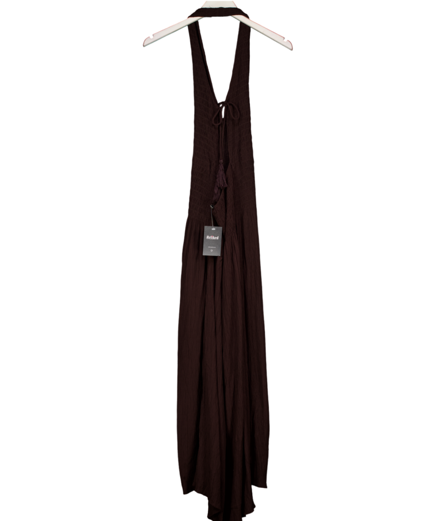 ZARA Brown Smocked Halter Dress UK XS