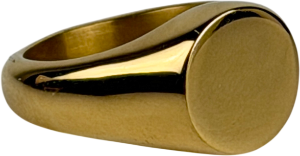 CRAFTD LONDON 18k yellow gold plated Round Signet Ring SIZE Q