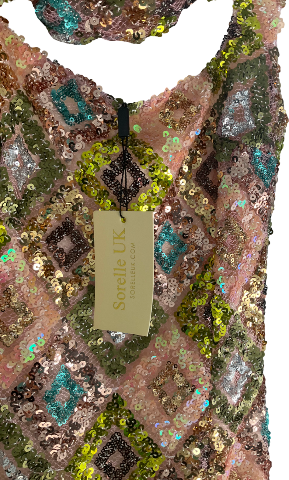 Sorelle UK Metallic Rose Crystal Dress And matching Bag UK S