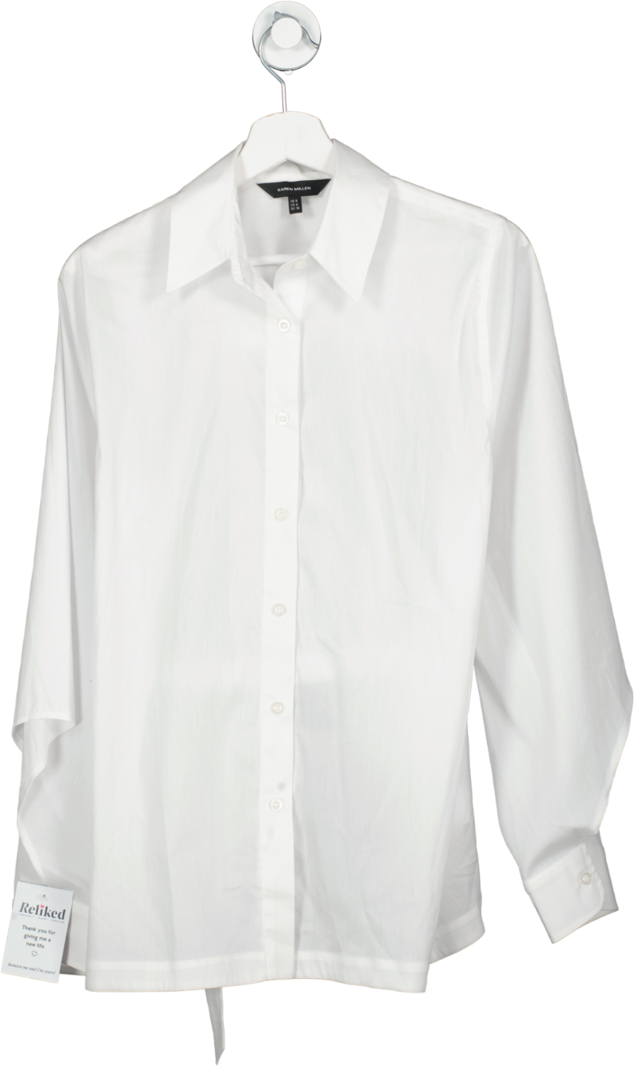 Karen Millen White Tailored Cut Out Detail Sleeve Asymmetric Shirt UK 8