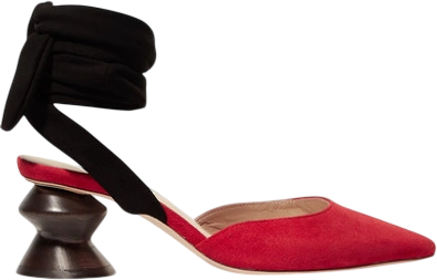 REJINA PYO Barbara Zigzag Heel Pump In Red Suede UK 6 EU 39 👠