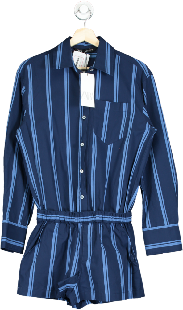 Zara Navy Striped Romper XS