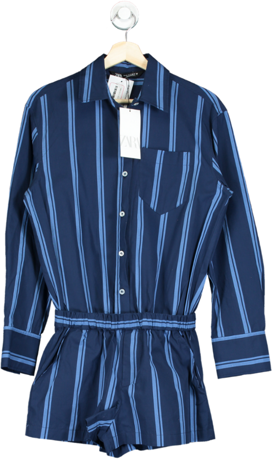 Zara Navy Striped Romper XS