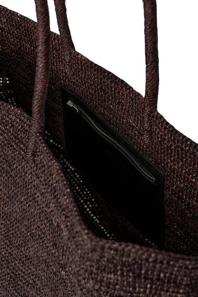 COS Dark Brown Oversized Hand-woven Raffia Tote Bag