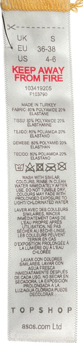 Topshop Orange Tie Up Thong Bikini Bottoms UK S