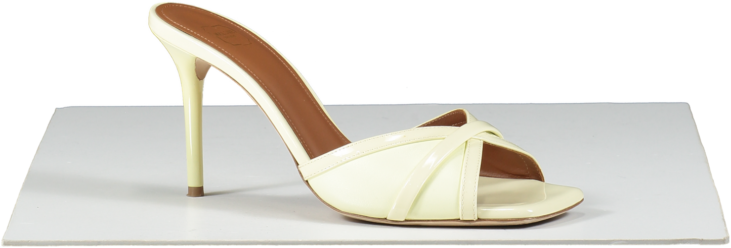 malone souliers Perla 85 Pale Yellow Leather Heeled Mules UK 5.5 EU 38.5 👠