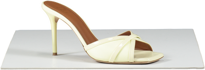 malone souliers Perla 85 Pale Yellow Leather Heeled Mules UK 5.5 EU 38.5 👠