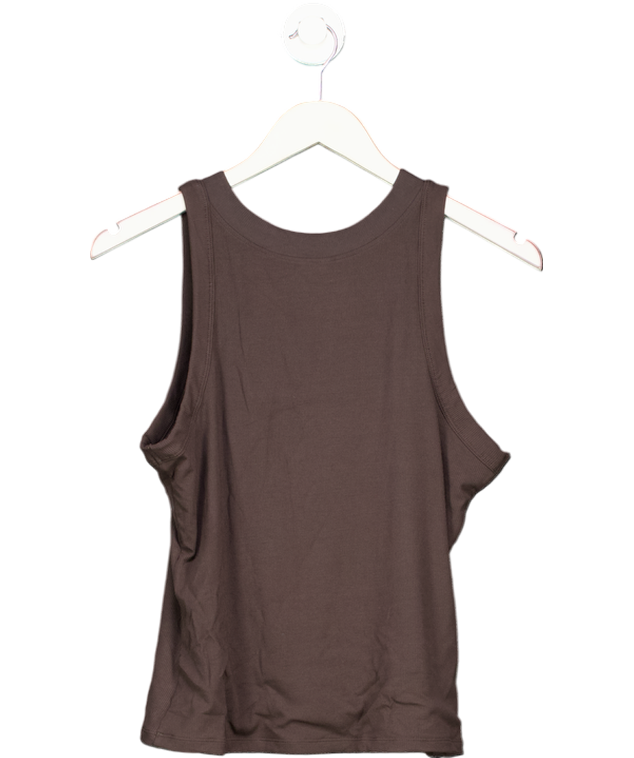 T/ALA Brown Rib V-neck Top UK XL