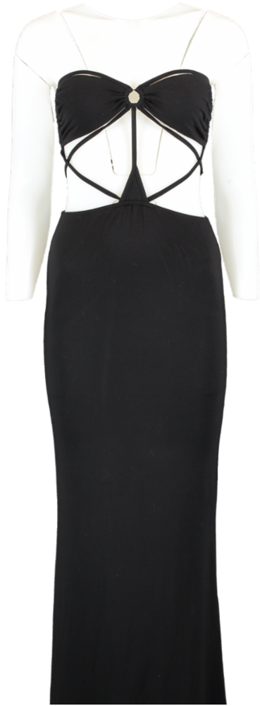 THE KRIPT Black Cut Out Tie Maxi Dress UK S