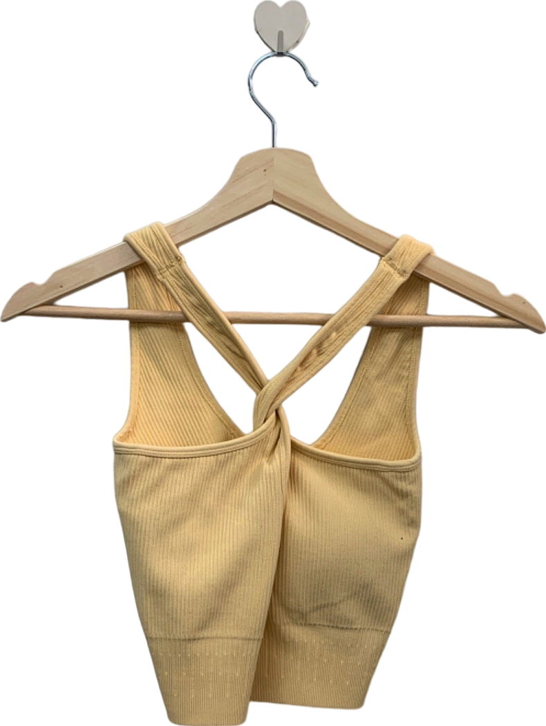 Bo+Tee Yellow Ribbed Crop Top XS