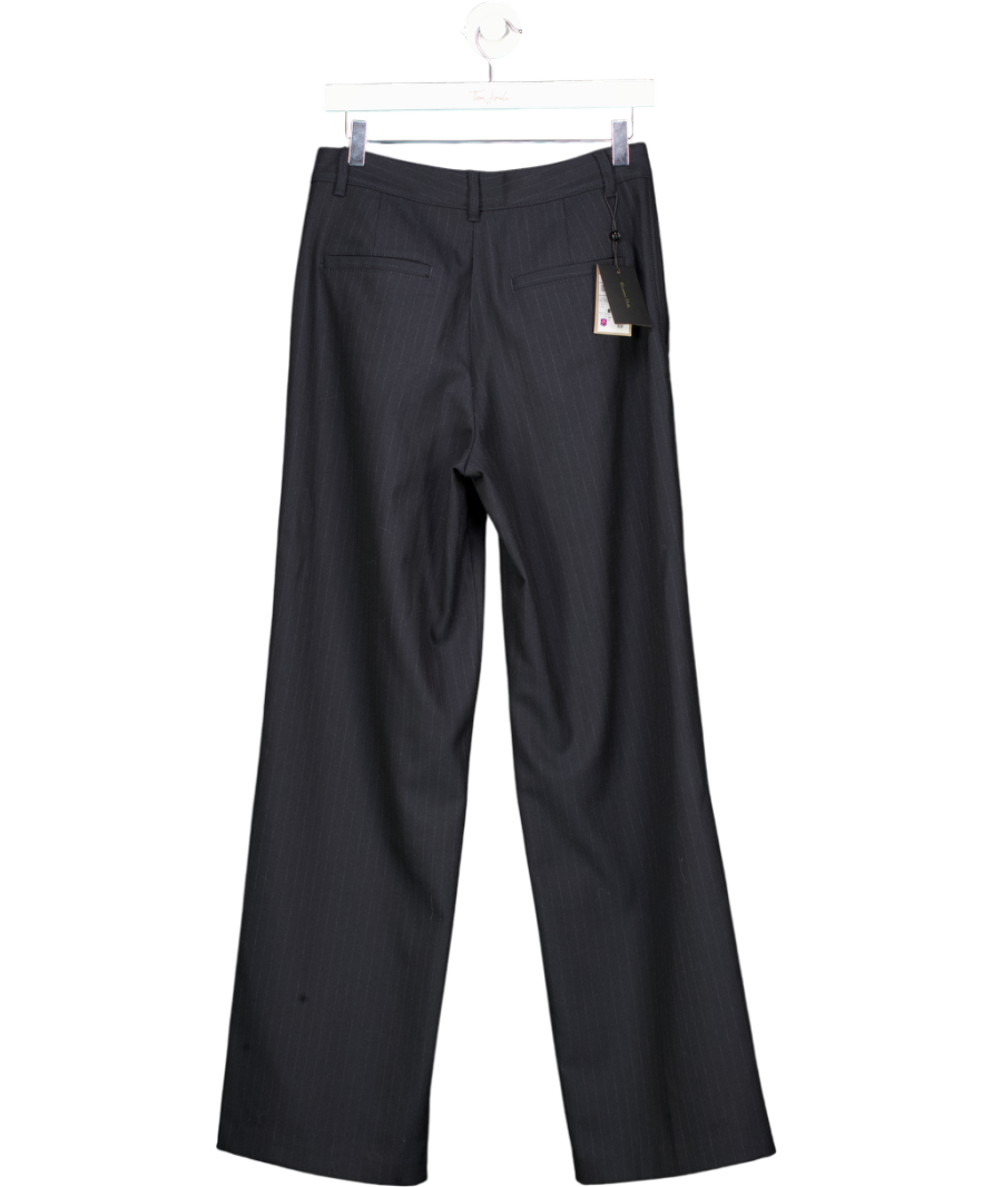 Massimo Dutti Navy Blue Viscose Blend Pinstripe Wide-leg Trousers UK 8