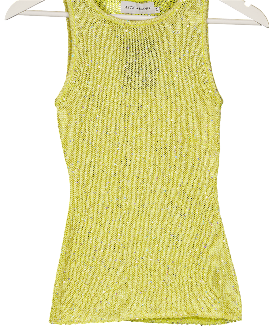 ASTA RESORT Yellow Asta Resort Ana Top In Chartreuse Sequin UK XS