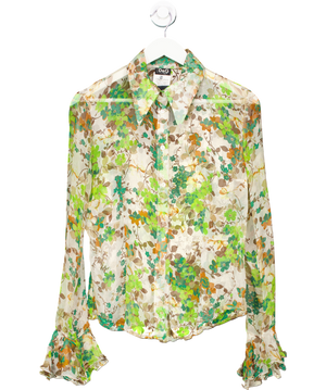 Dolce & Gabbana Green Silk Floral Blouse UK 8