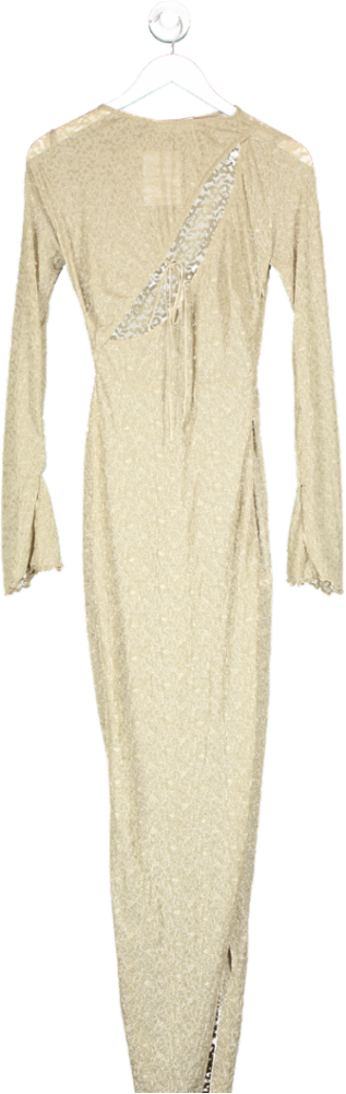 House of CB Beige Giovanna Stone Floral Lace Maxi Dress UK XS