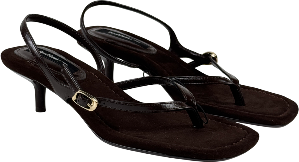 River Island Brown Toe Thong Heeled Sandals UK 5 EU 38 👠