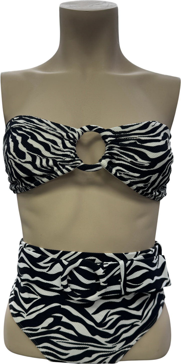 Alexandra Miro Black / White Zebra Print 2-piece High Waisted Bikini Set UK S/M