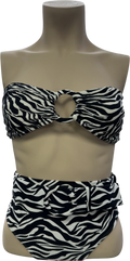 Alexandra Miro Black / White Zebra Print 2-piece High Waisted Bikini Set UK S/M