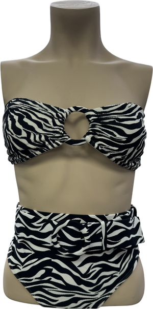 Alexandra Miro Black / White Zebra Print 2-piece High Waisted Bikini Set UK S/M