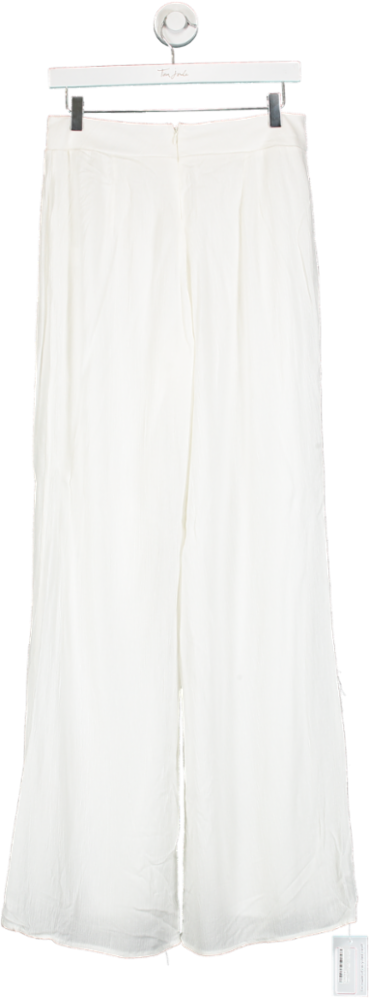 Fashion Nova White Wide-Leg Trousers Size UK M