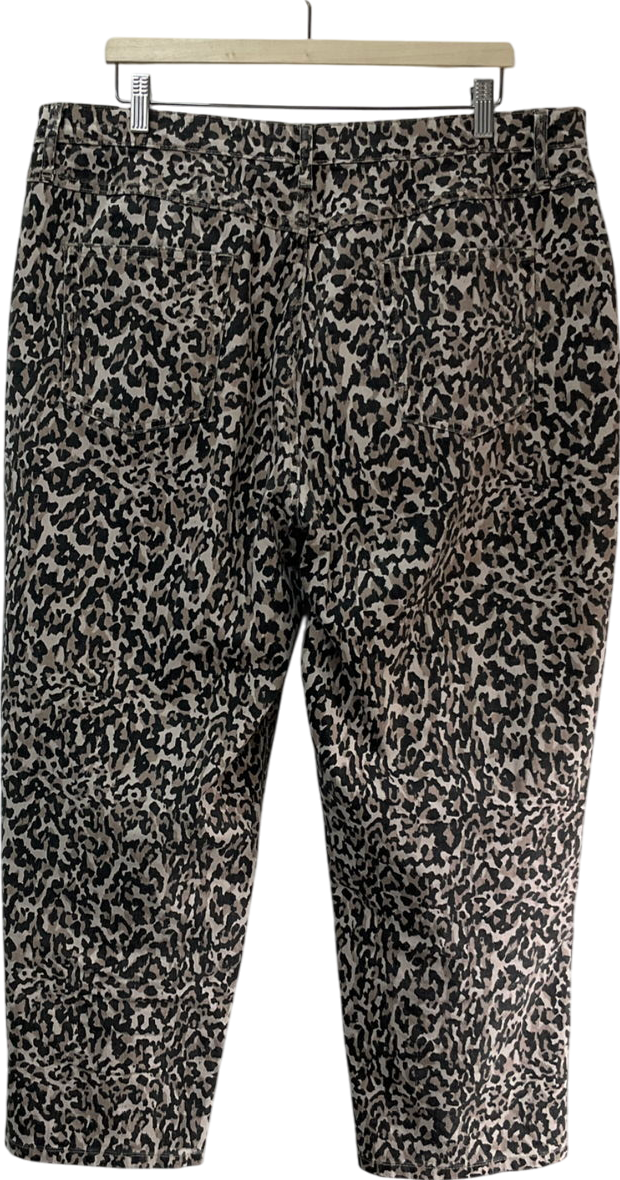 Nobody's Child Brown Leopard Print Tapered Straight Leg Jeans UK 18