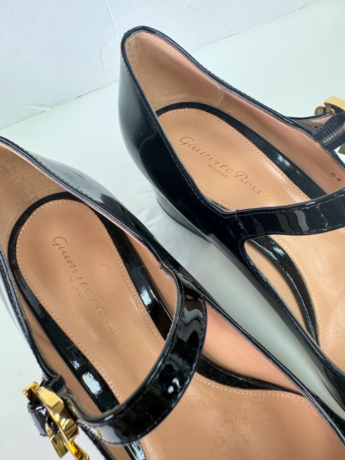 Gianvito Rossi Black Ribbon Patent Leather Mary Jane Court Shoes EU 39 UK 6