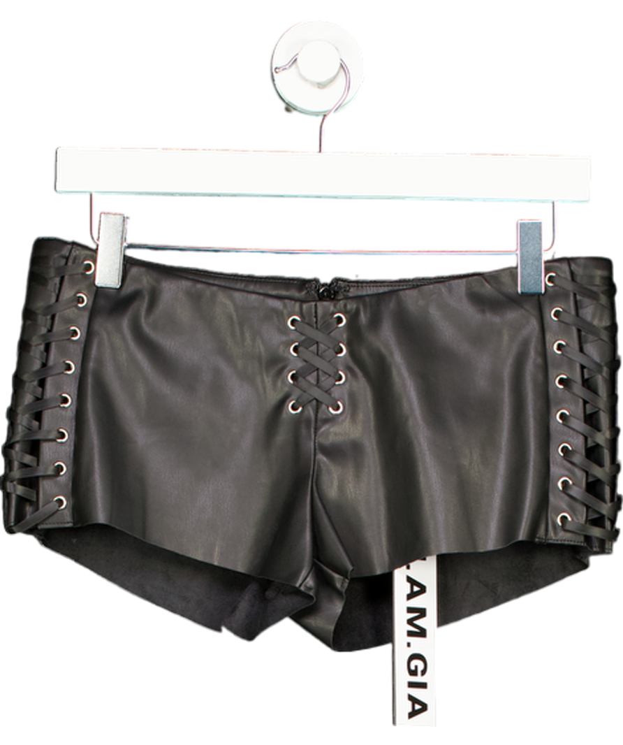 I AM GIA Black Ramona Faux Leather Shorts UK S