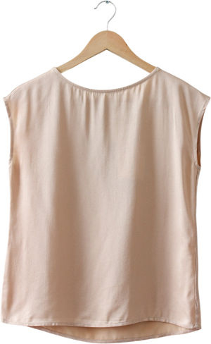AAVELLE Beige Bamboo Silk Top UK S