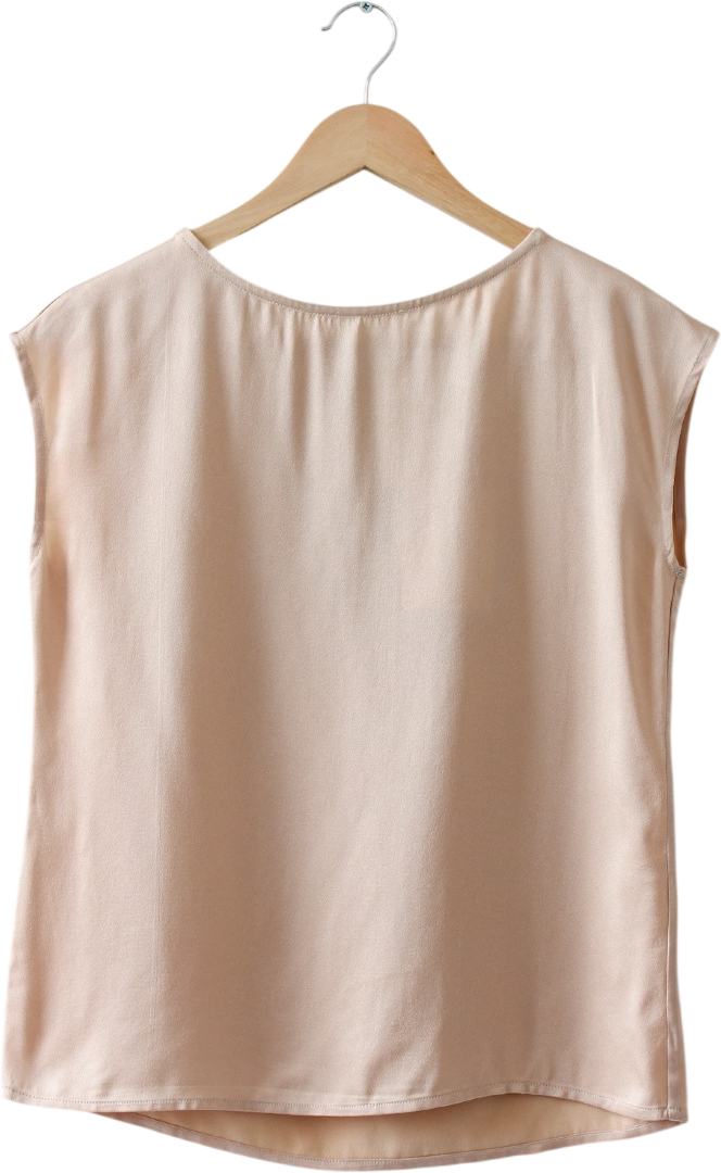 AAVELLE Beige Bamboo Silk Top UK S