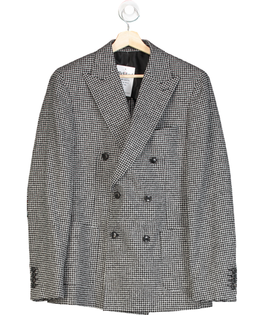 REISS Grey Grange Double-breasted Houndstooth Blazer UK 38" CHEST