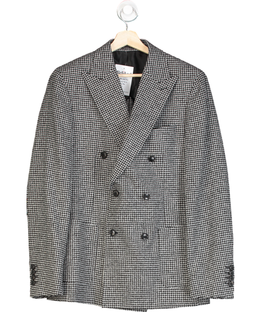 REISS Grey Grange Double-breasted Houndstooth Blazer UK 38" CHEST