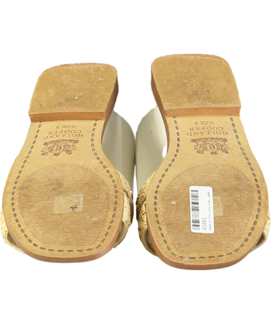 Holland Cooper Beige Naturl straw Monogram Slides UK 4 EU 37 👠