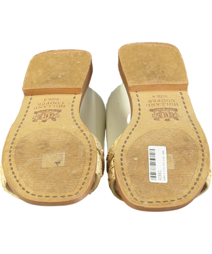 Holland Cooper Beige Naturl straw Monogram Slides UK 4 EU 37 👠