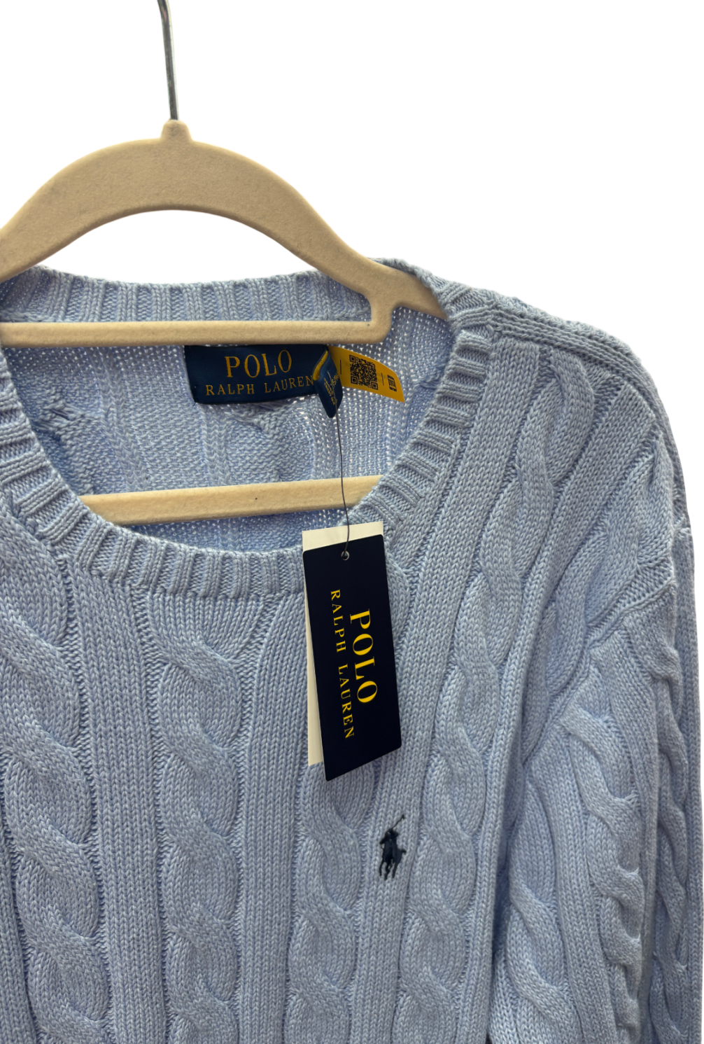 Polo Ralph Lauren Blue Cotton Cable Knit Sweater UK M
