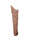 Sabina Musayev Brown One Shoulder Ruched Maxi Dress UK M
