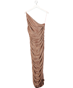Sabina Musayev Brown One Shoulder Ruched Maxi Dress UK M
