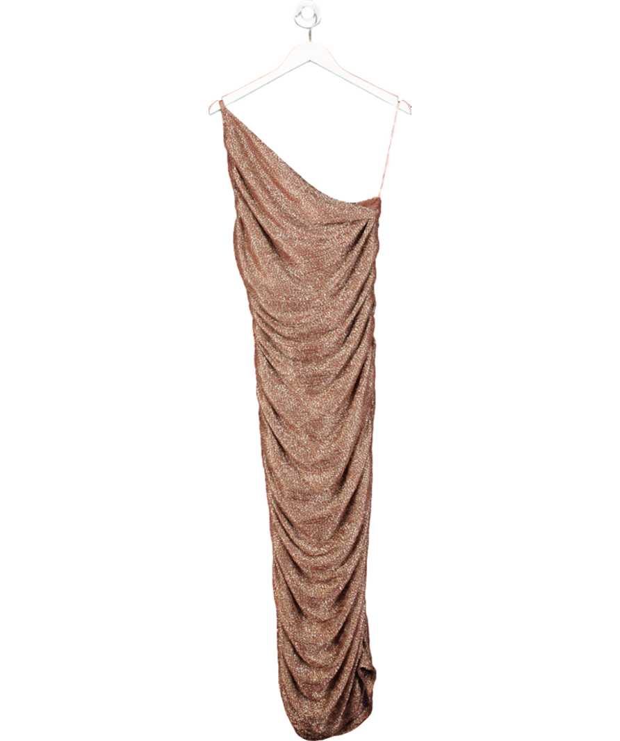 Sabina Musayev Brown One Shoulder Ruched Maxi Dress UK M