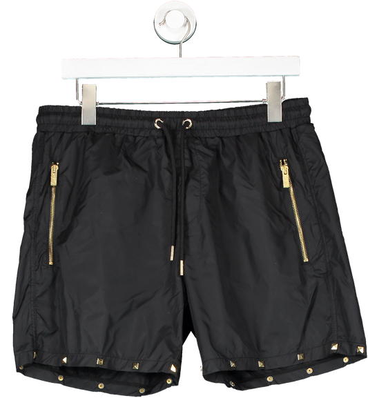 The Couture Club Black Luxe Gold Studded Swim Shorts UK L