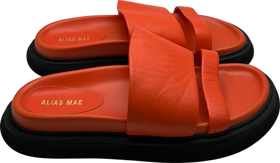 Alias Mae Orange Leather Sliders UK 7 EU 40 👠