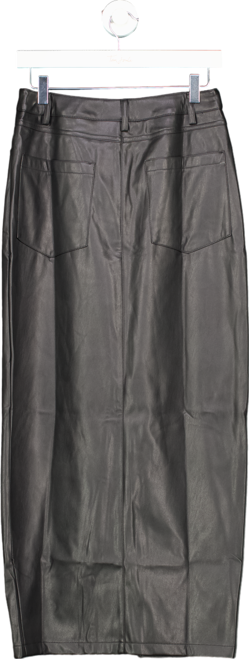 ASOS Black Faux Leather Midi Skirt UK 10