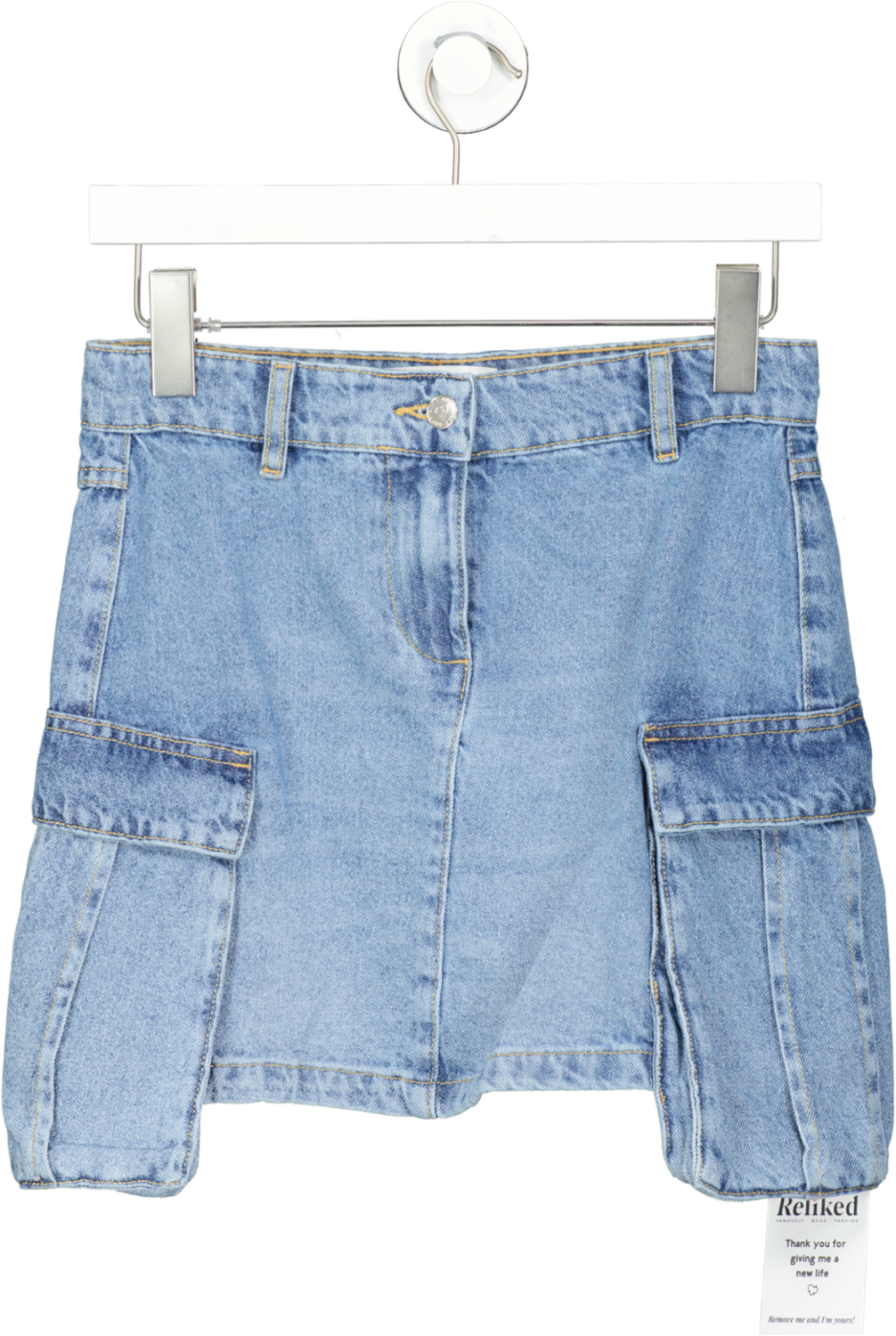 Miss Selfridge Blue Cargo Pocket Denim Mini Skirt UK 8