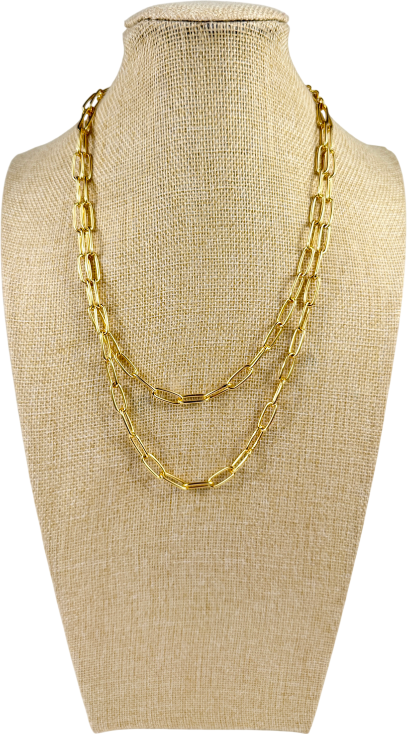 Talbots Metallic Layered Paperclip Link Necklace One Size