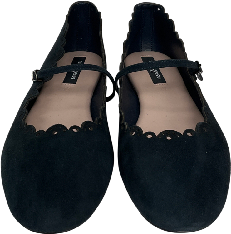 Tabitha Simmons X Next  Navy Blue Elfie Leather Scalloped Mary Jane Shoes UK 5 EU 38 👠