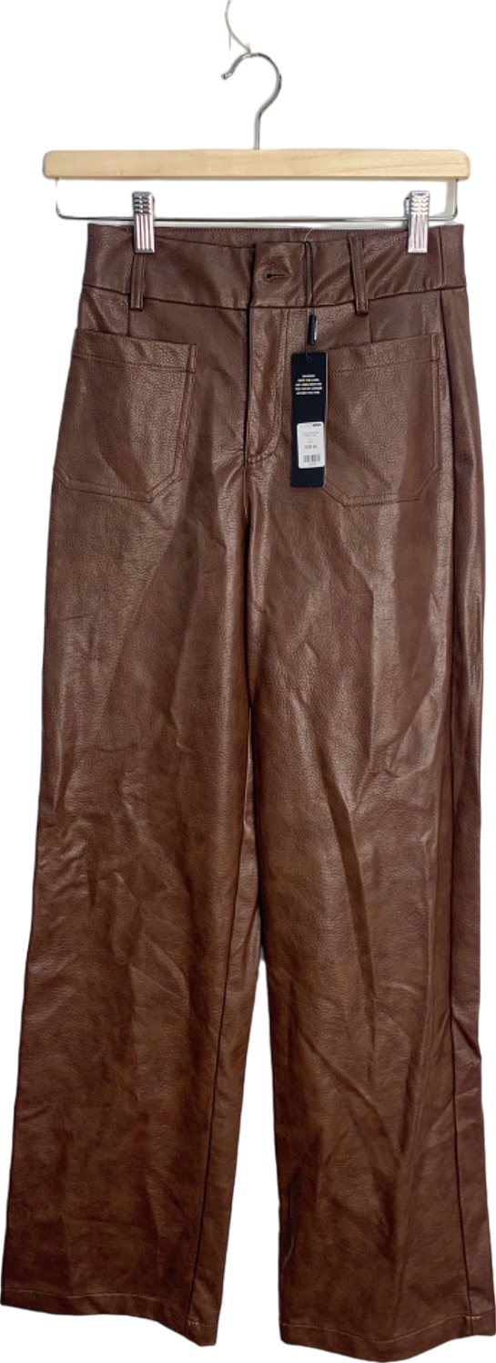 Fashion Nova Brown Azalea Washed Faux Leather Trouser XS