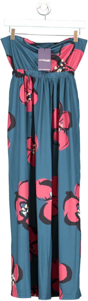 Hotsquash Blue Painterley Floral Teal Maxi Skirt UK 8