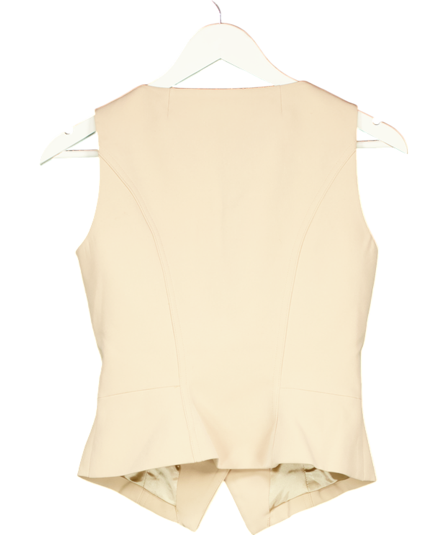 Guess Beige Gold Buttons Waistcoat Top UK XS