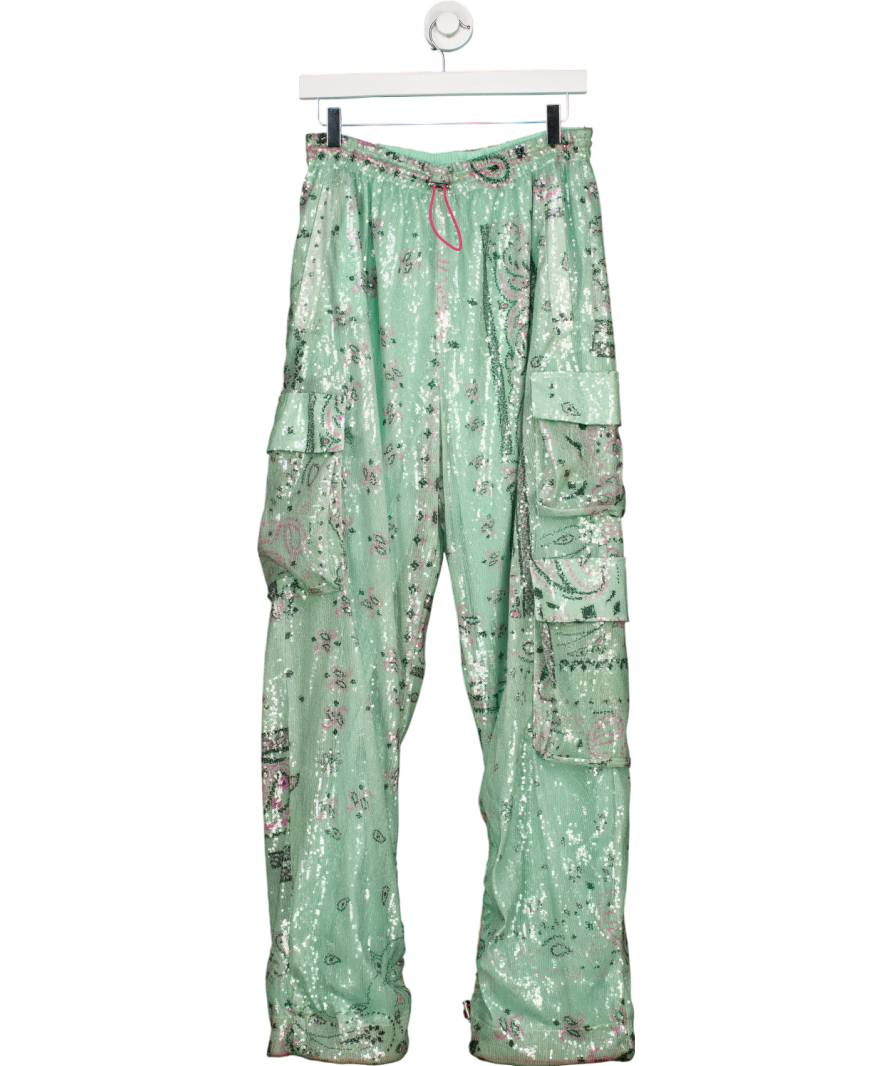 KHRISJOY Green Cargo Pants With Sequins UK S