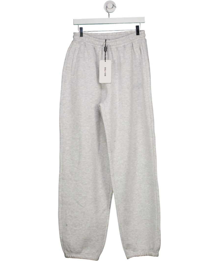 Bo + Tee Soft Cotton Jersey Relaxed Mid-rise Joggers In Grey Marl UK M