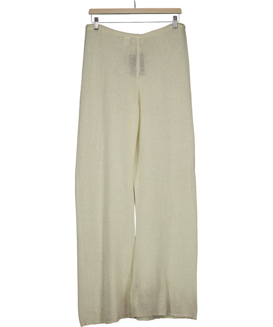 Monday Swimwear Cream Knitted Wide Leg Trousers UK M